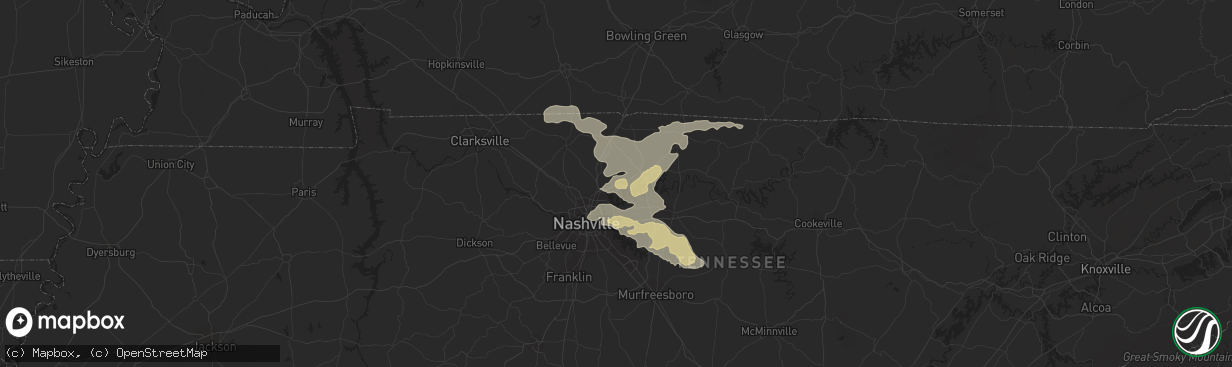 Hail map in Hendersonville, TN on June 6, 2022