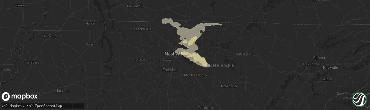 Hail map in Hermitage, TN on June 6, 2022