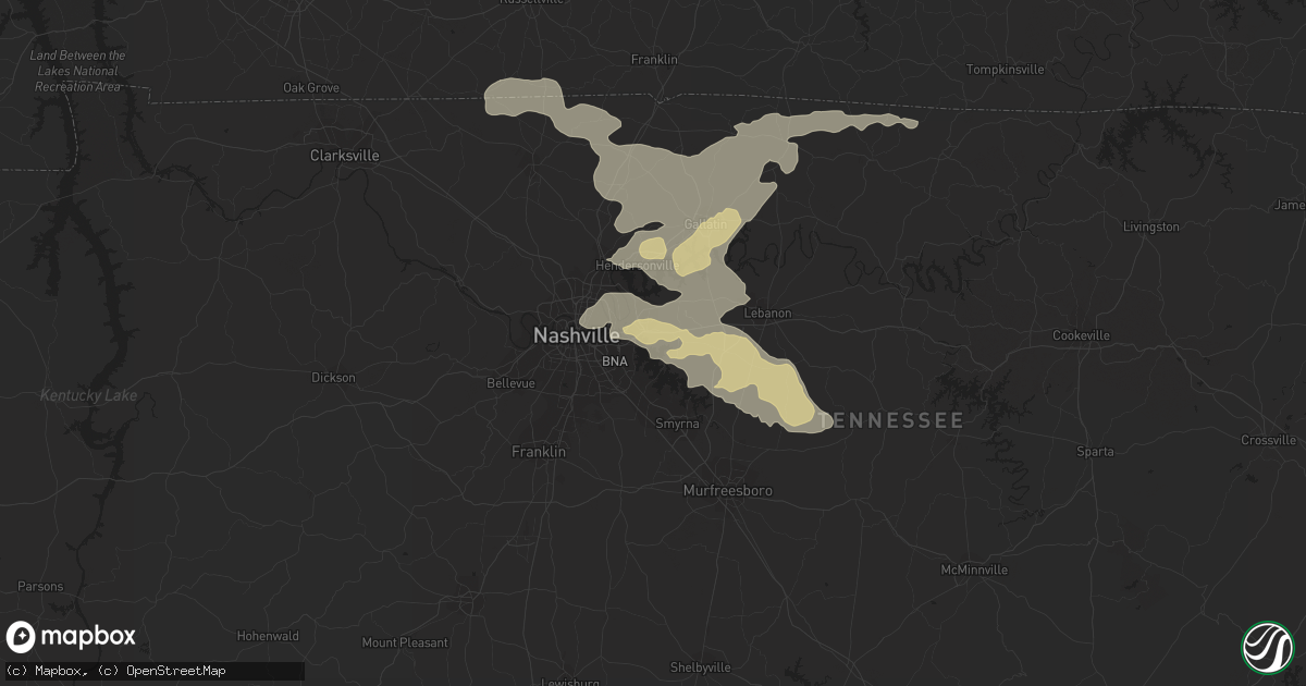 Hail map in Hermitage, TN on June 6, 2022