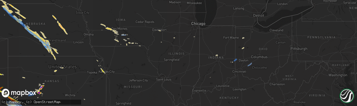 Hail map in Illinois on June 6, 2022