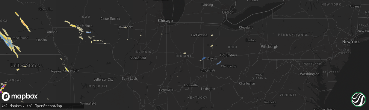 Hail map in Indiana on June 6, 2022