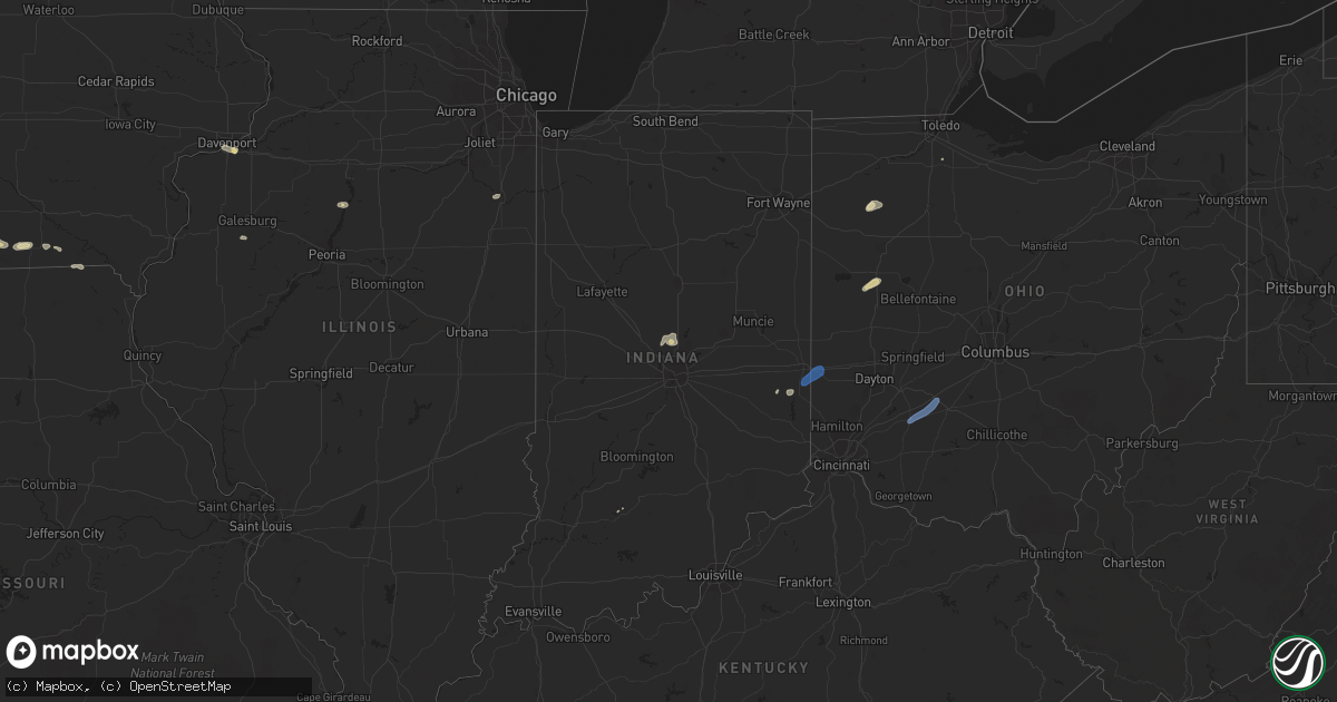 Hail map in Indiana on June 6, 2022