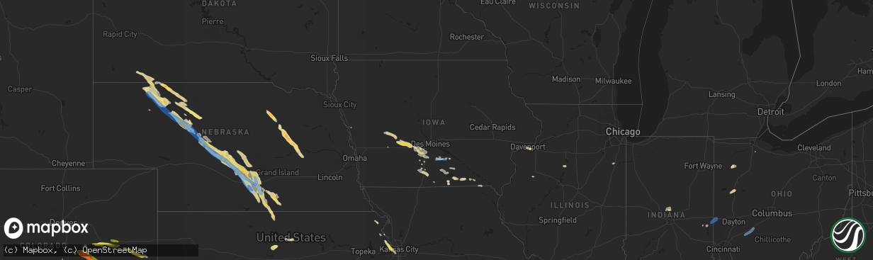 Hail map in Iowa on June 6, 2022