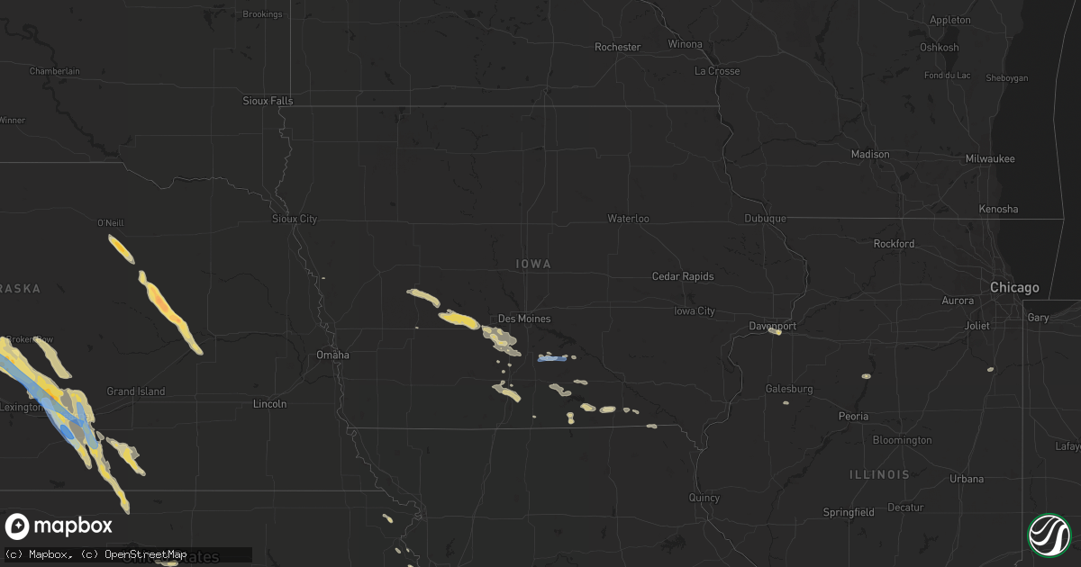Hail map in Iowa on June 6, 2022