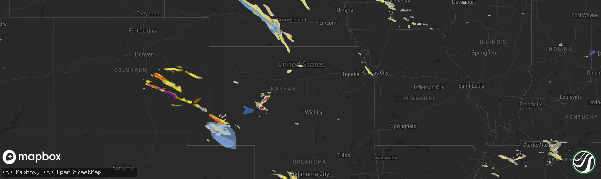 Hail map in Kansas on June 6, 2022