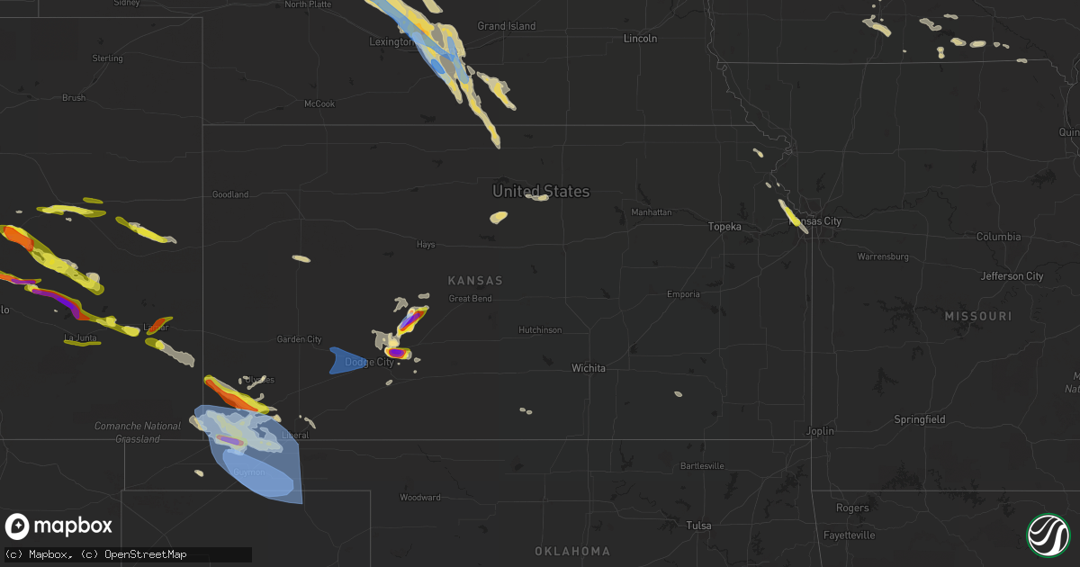 Hail map in Kansas on June 6, 2022