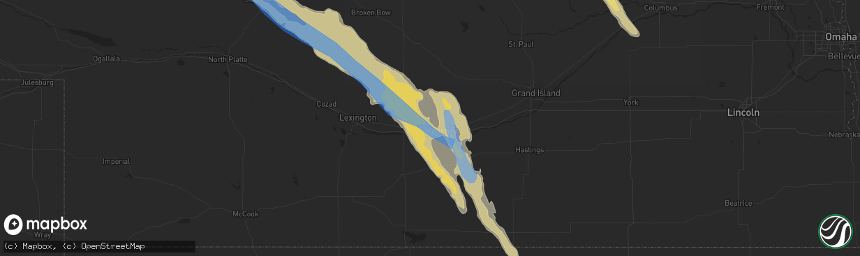 Hail map in Kearney, NE on June 6, 2022