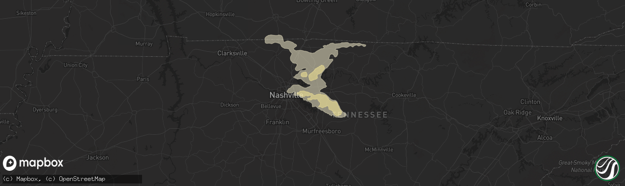 Hail map in Mount Juliet, TN on June 6, 2022