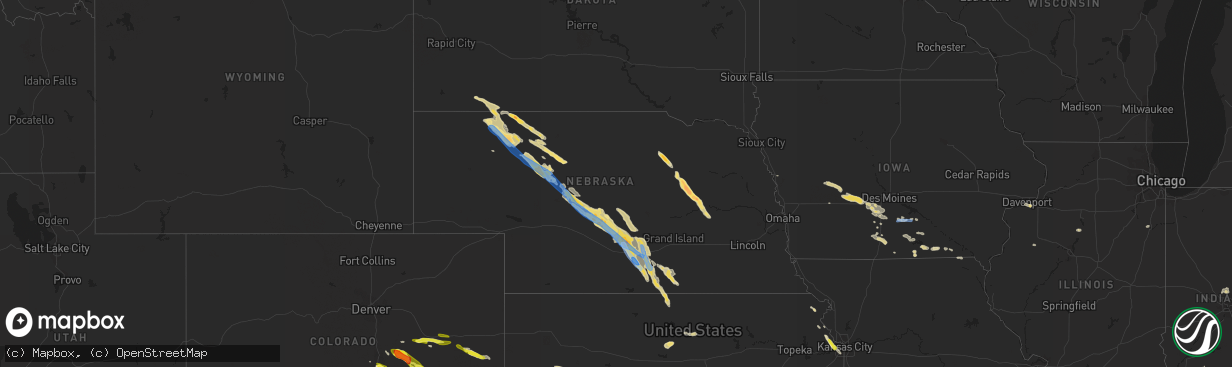 Hail map in Nebraska on June 6, 2022