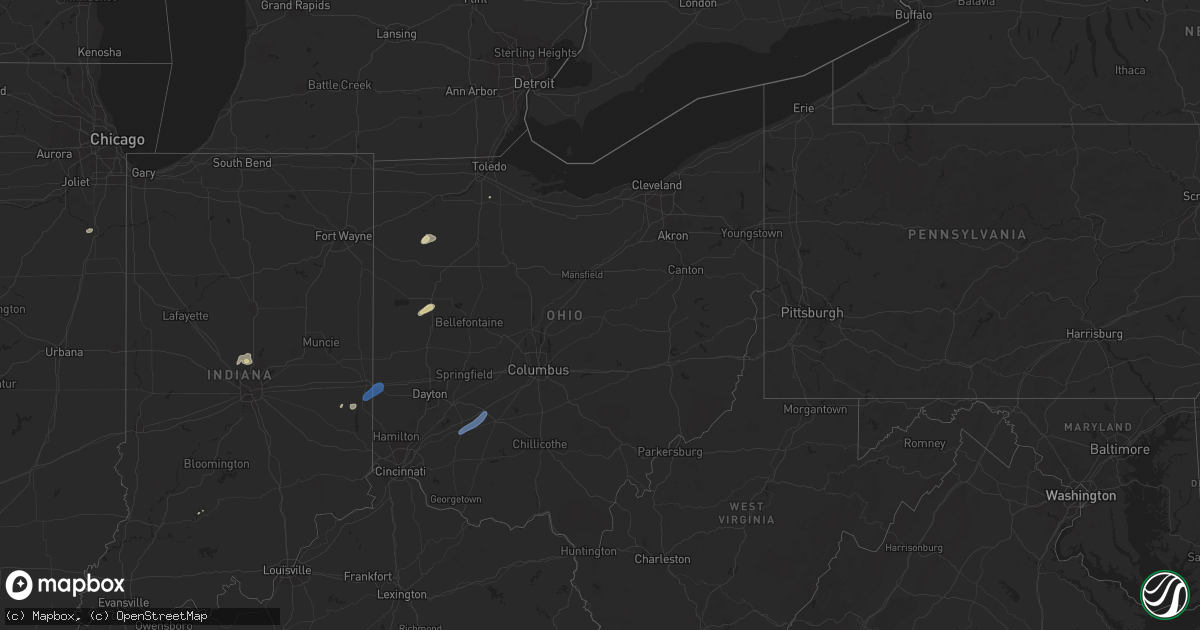 Hail map in Ohio on June 6, 2022