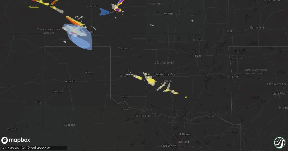 Hail map in Oklahoma on June 6, 2022
