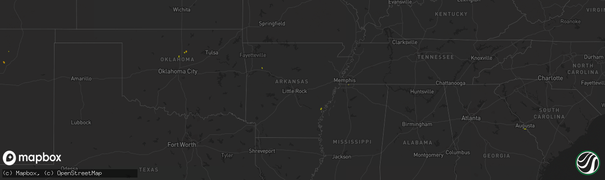 Hail map in Arkansas on June 6, 2023