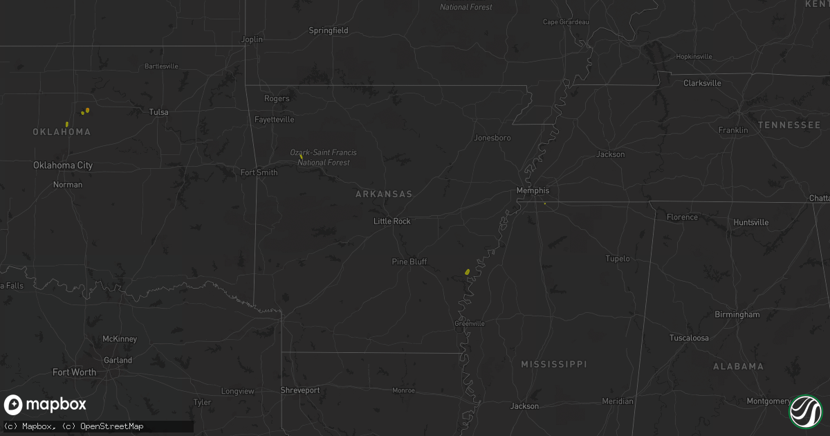 Hail map in Arkansas on June 6, 2023