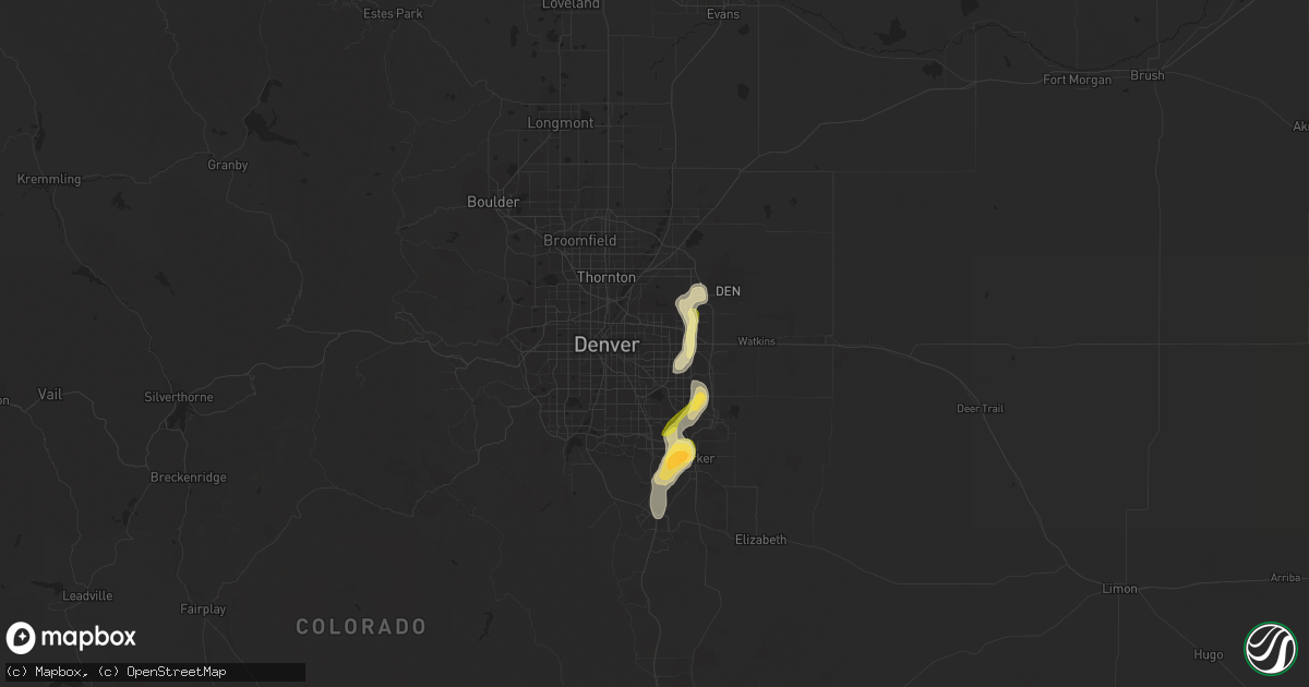 Hail map in Aurora, CO on June 6, 2023