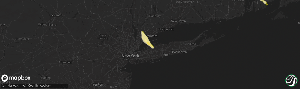 Hail map in Bayville, NY on June 6, 2023