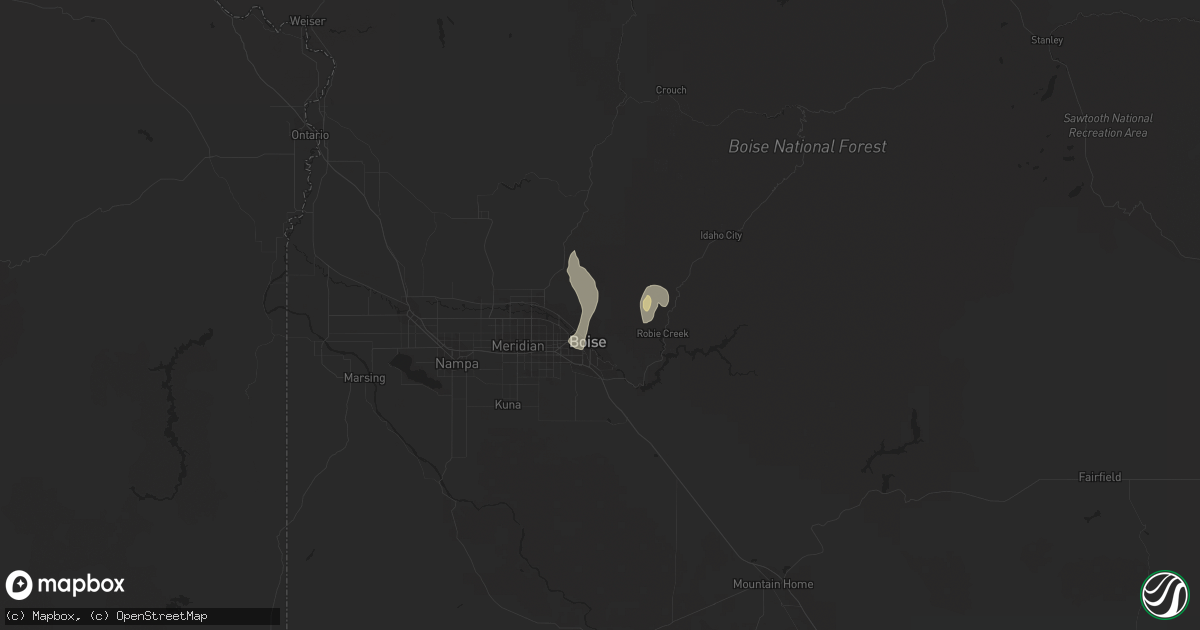 Hail map in Boise, ID on June 6, 2023