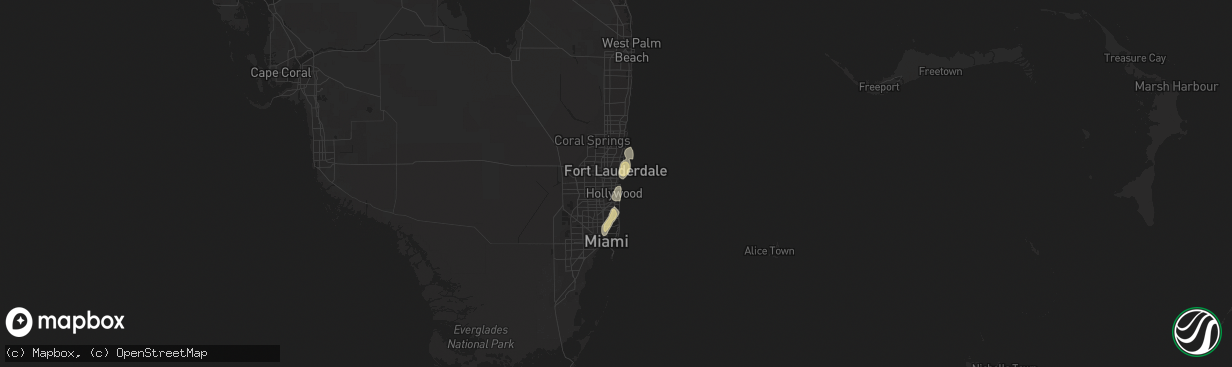 Hail map in Dania, FL on June 6, 2023
