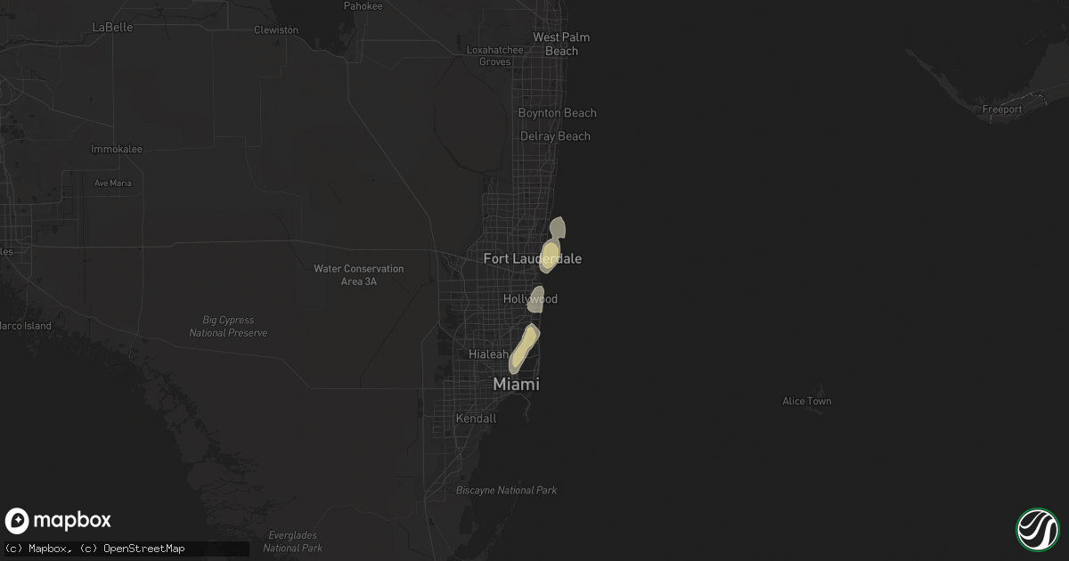 Hail map in Dania, FL on June 6, 2023