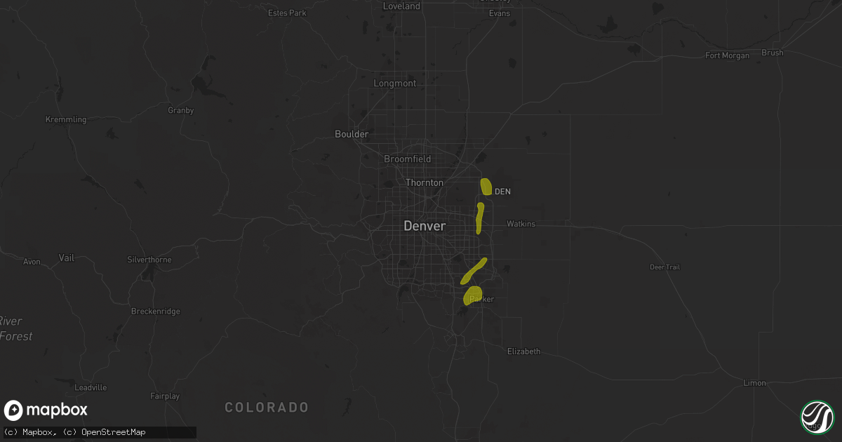 Hail map in Denver, CO on June 6, 2023