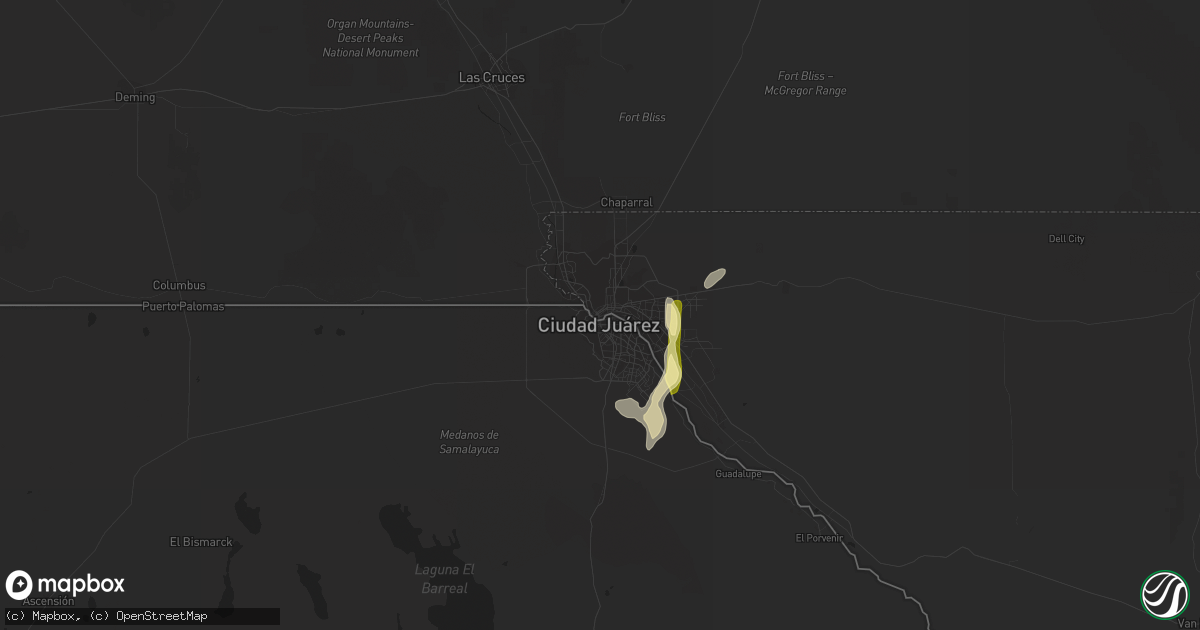 Hail map in El Paso, TX on June 6, 2023