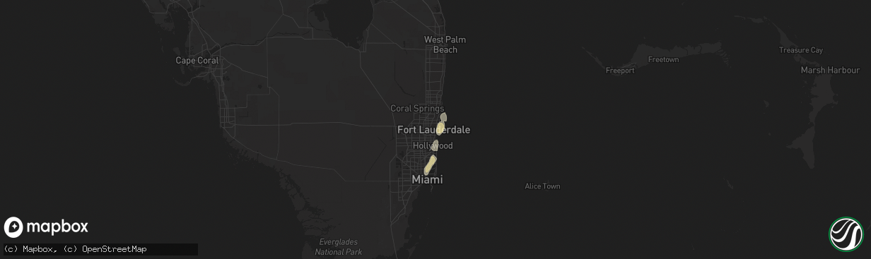 Hail map in Fort Lauderdale, FL on June 6, 2023
