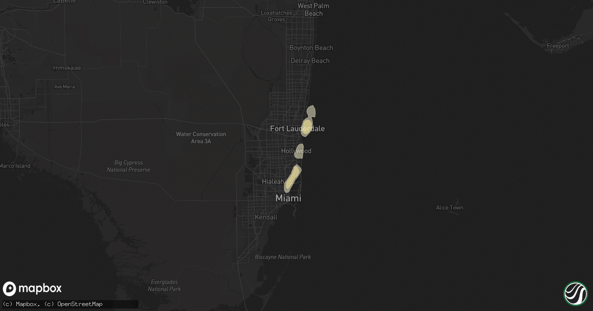 Hail map in Hallandale, FL on June 6, 2023