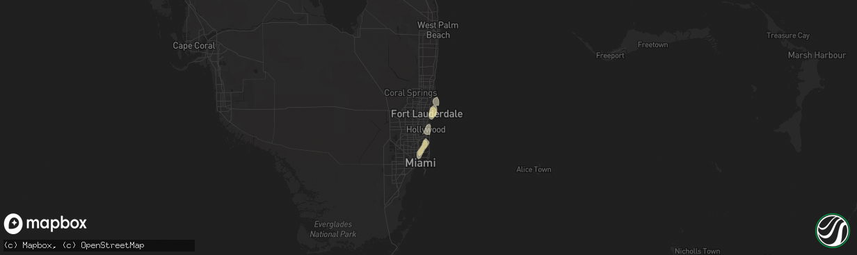 Hail map in Hollywood, FL on June 6, 2023