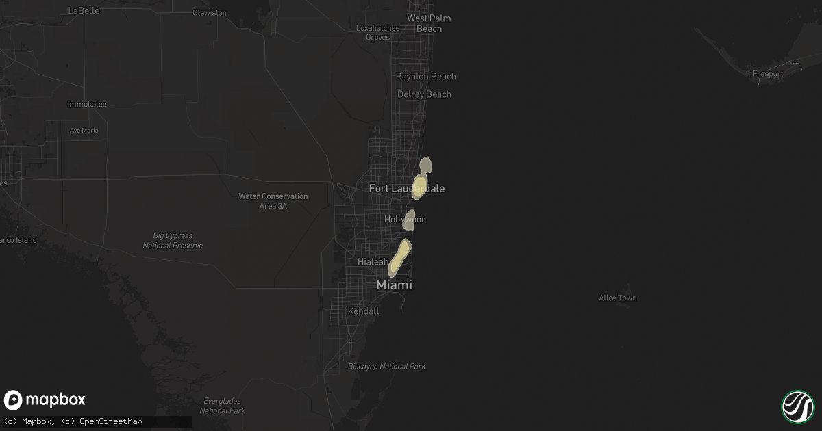 Hail map in Hollywood, FL on June 6, 2023