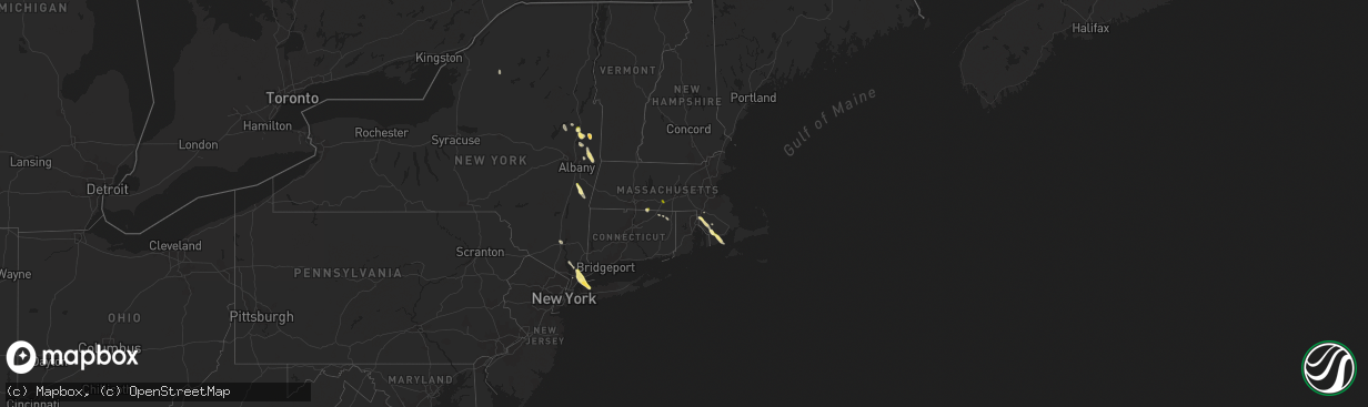 Hail map in Massachusetts on June 6, 2023