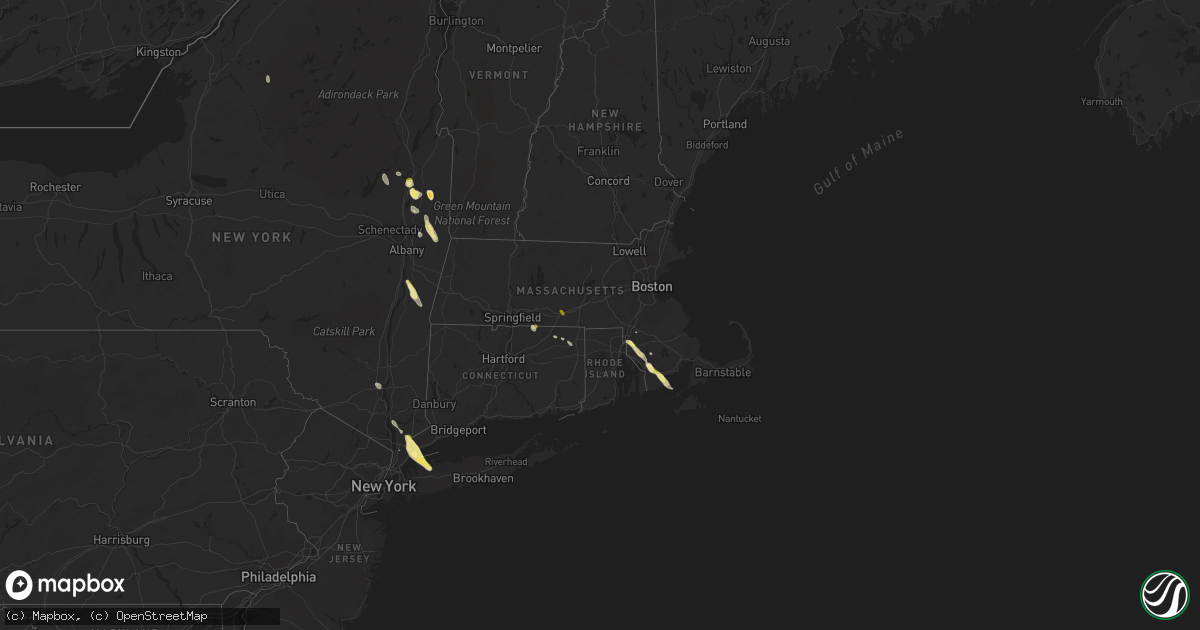 Hail map in Massachusetts on June 6, 2023
