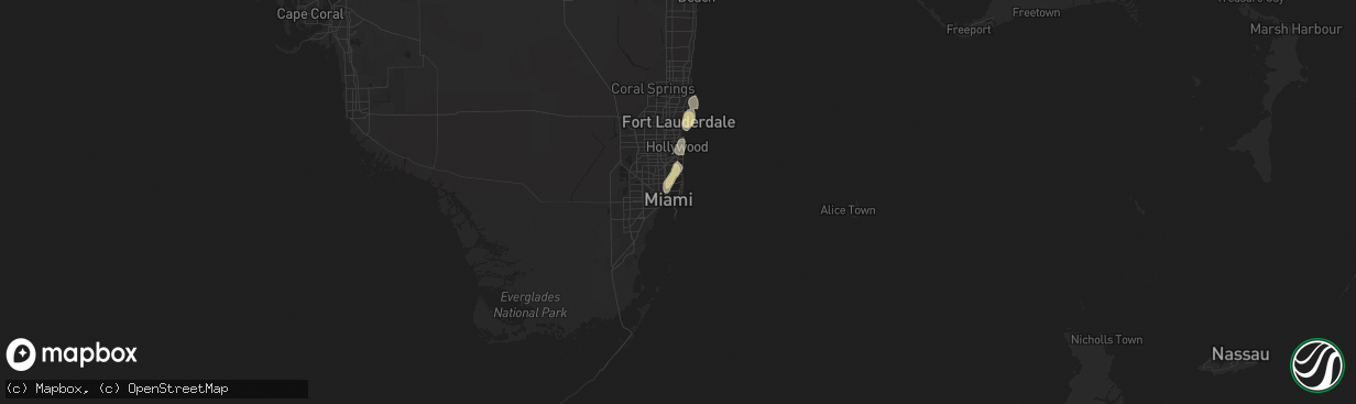 Hail map in Miami Beach, FL on June 6, 2023