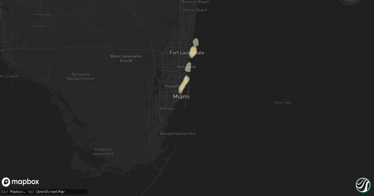 Hail map in Miami Beach, FL on June 6, 2023