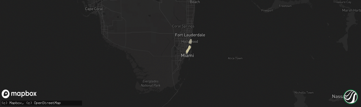 Hail map in Miami, FL on June 6, 2023