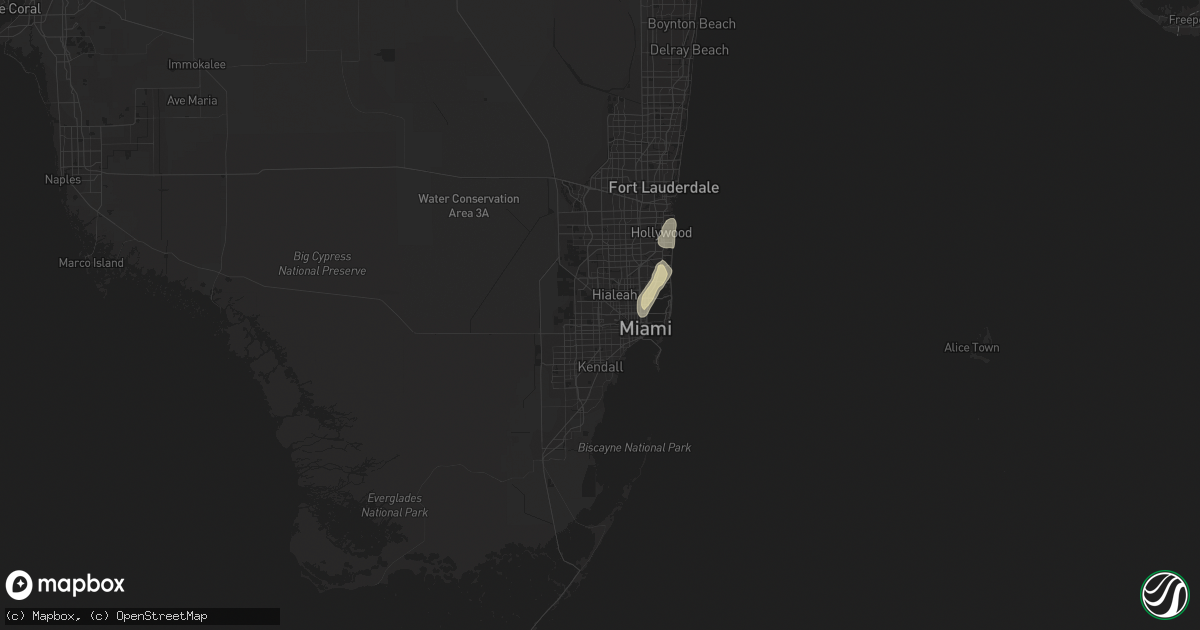 Hail map in Miami, FL on June 6, 2023
