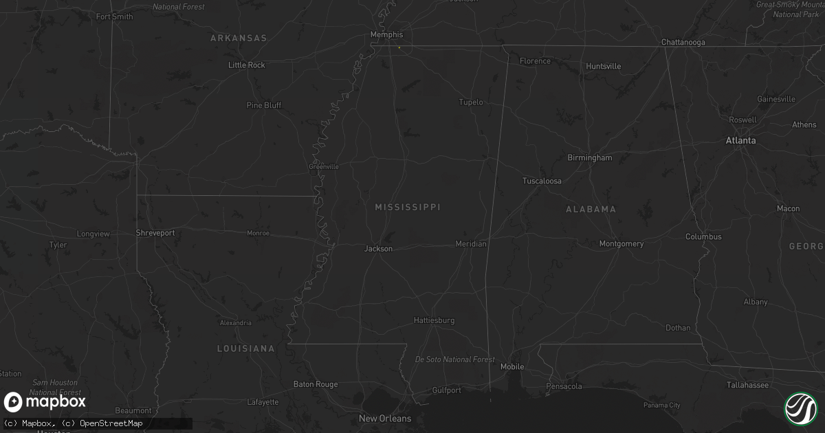 Hail map in Mississippi on June 6, 2023
