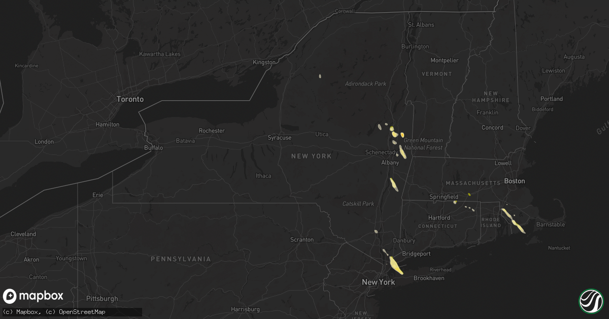 Hail map in New York on June 6, 2023