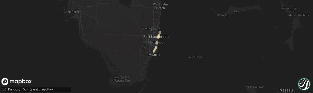 Hail map in North Miami Beach, FL on June 6, 2023