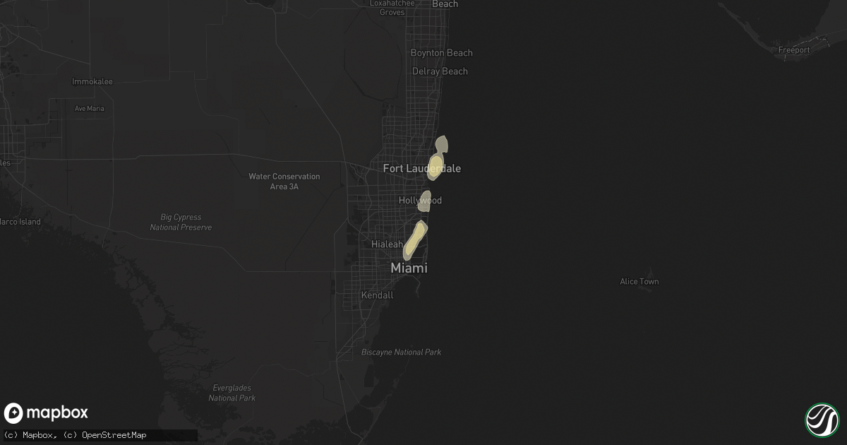 Hail map in North Miami Beach, FL on June 6, 2023