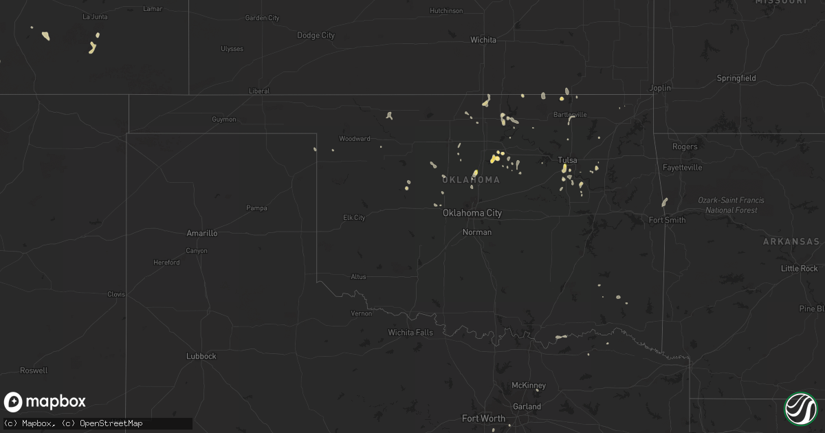 Hail map in Oklahoma on June 6, 2023