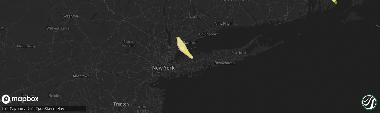 Hail map in Oyster Bay, NY on June 6, 2023