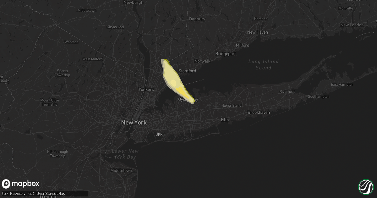 Hail map in Oyster Bay, NY on June 6, 2023