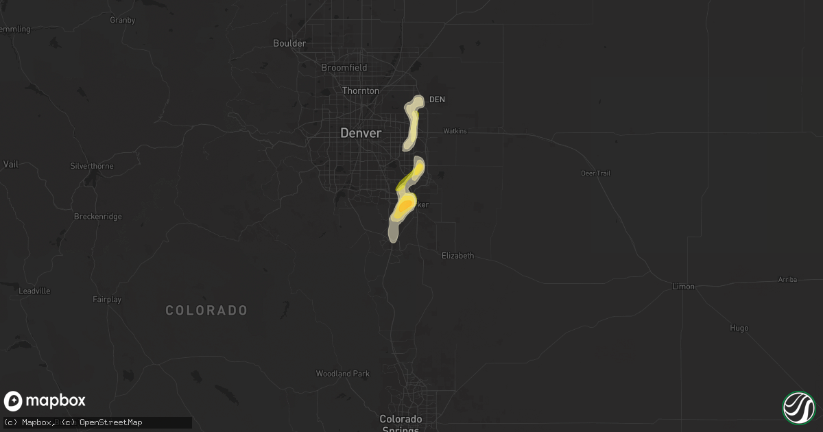 Hail map in Parker, CO on June 6, 2023