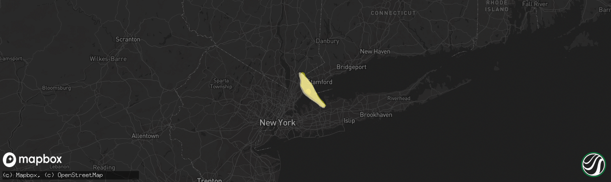 Hail map in Rye, NY on June 6, 2023