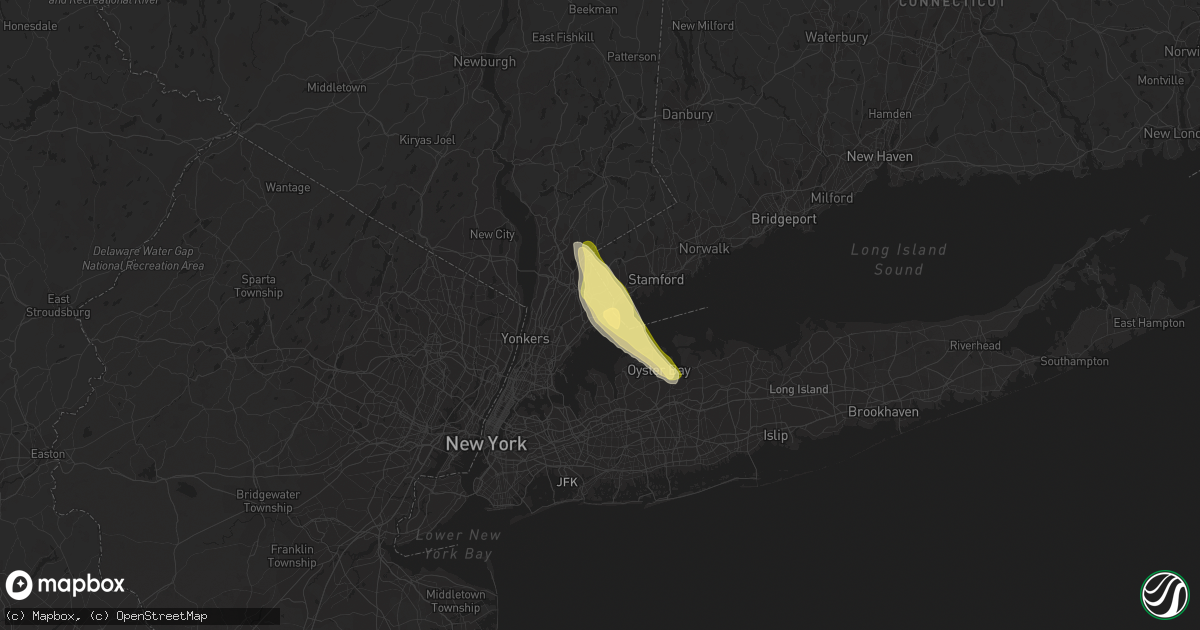 Hail map in Rye, NY on June 6, 2023
