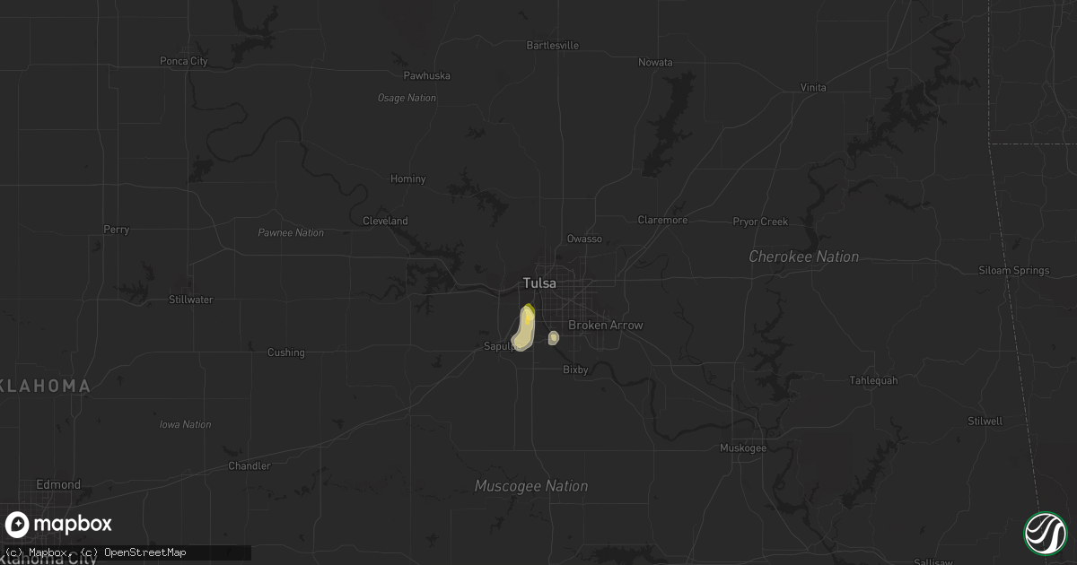 Hail map in Tulsa, OK on June 6, 2023