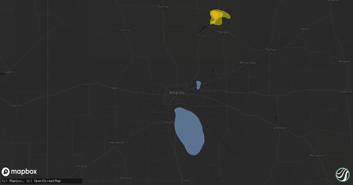 Hail map in Amarillo, TX on June 6, 2024