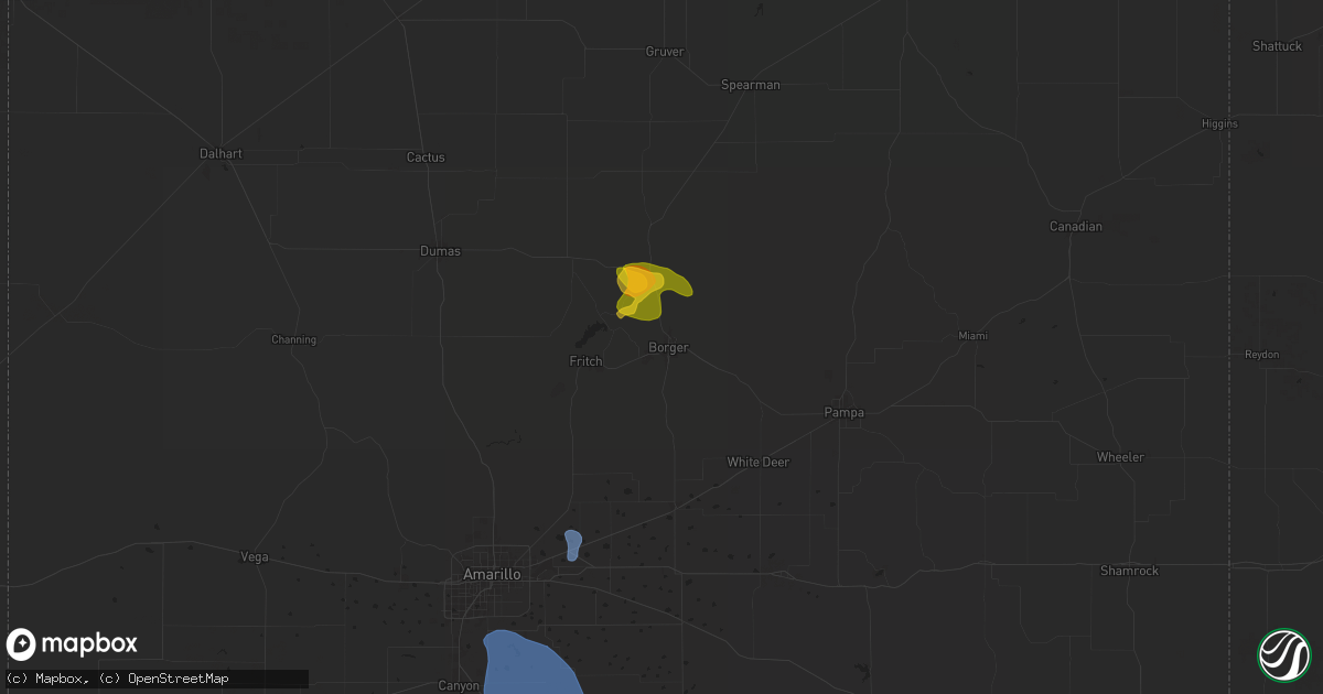 Hail map in Borger, TX on June 6, 2024