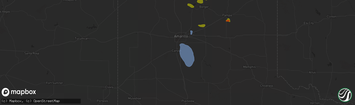 Hail map in Canyon, TX on June 6, 2024