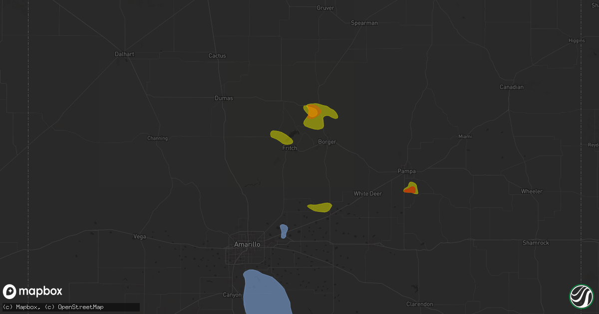 Hail map in Fritch, TX on June 6, 2024