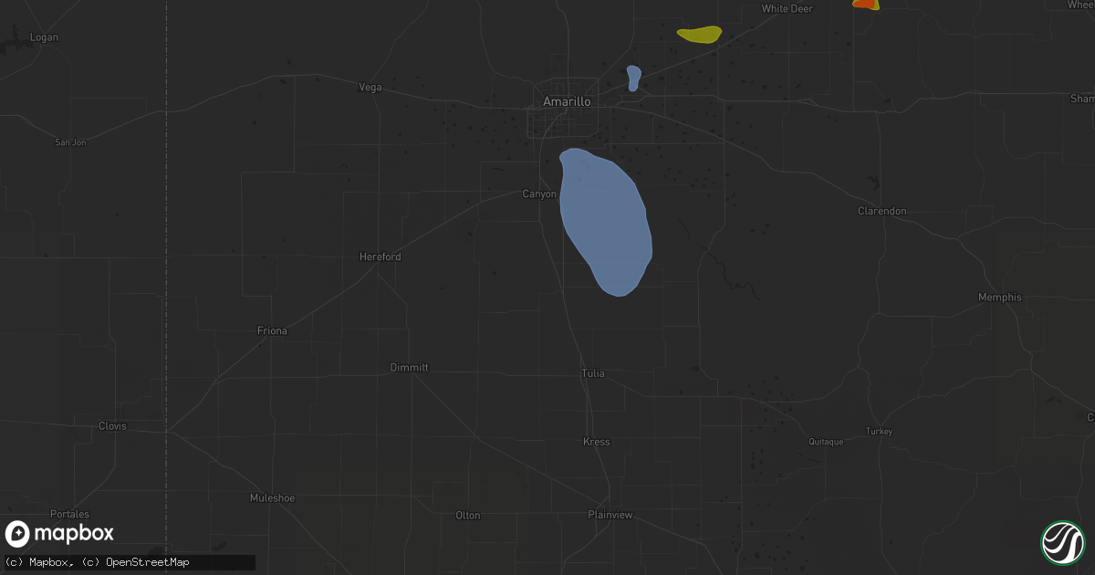 Hail map in Happy, TX on June 6, 2024